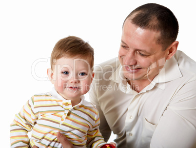 portrait of a father with his little son