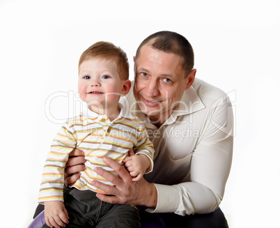 portrait of a father with his little son