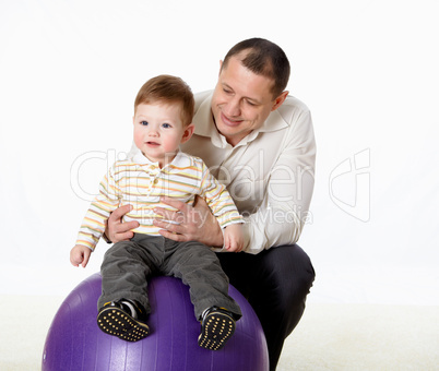 portrait of a father with his little son