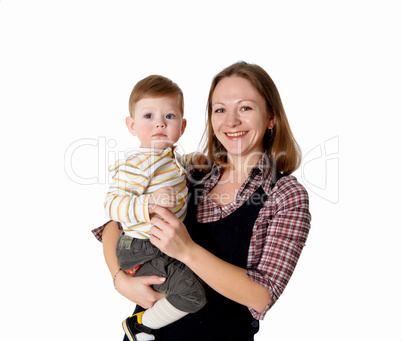 young mother having fun with her little son