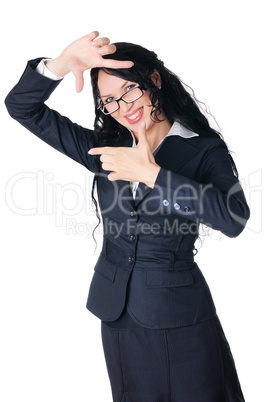 young charming brunette in a business suit