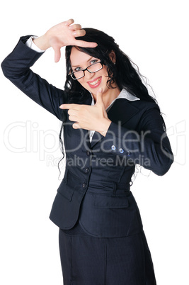 young charming brunette in a business suit