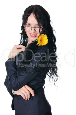 Young charming business woman in dark dress