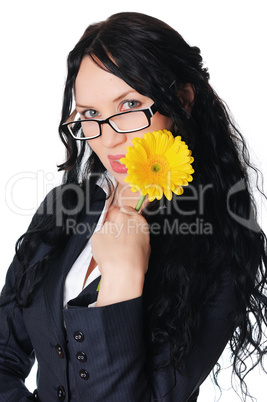 Young charming business woman in dark dress