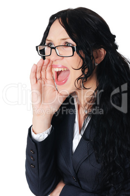 young charming brunette in a business suit