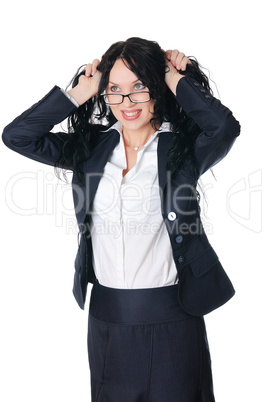 young charming brunette in a business suit