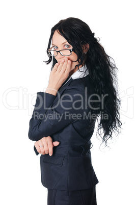 young charming brunette in a business suit