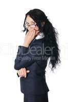 young charming brunette in a business suit