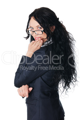 young charming brunette in a business suit