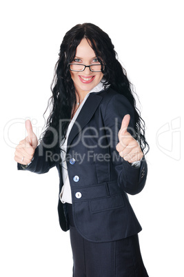 young charming brunette in a business suit