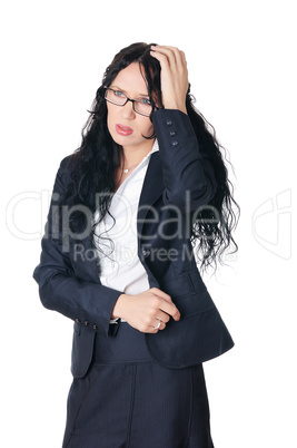 young charming brunette in a business suit