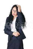 young charming brunette in a business suit