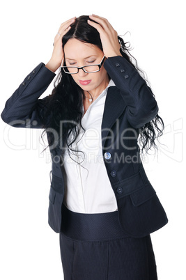 young charming brunette in a business suit