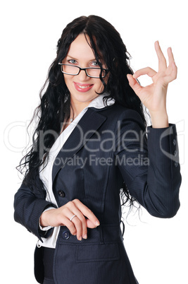 young charming brunette in a business suit