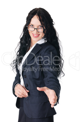 young charming brunette in a business suit