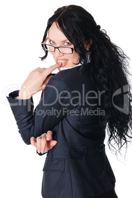 young charming brunette in a business suit