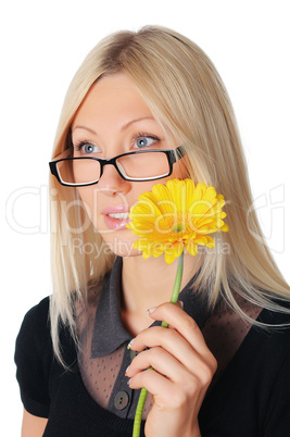 Young charming business woman in dark dress