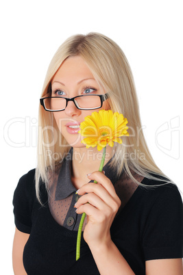 Young charming business woman in dark dress