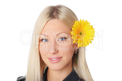 Young charming business woman in dark dress