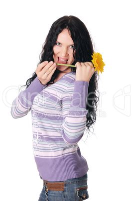 young charming brunette in a sweater