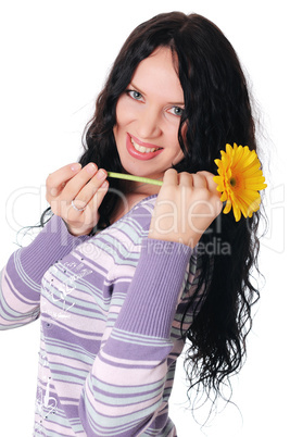 young charming brunette in a sweater