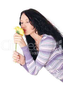 young charming brunette in a sweater