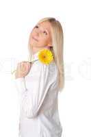 Young smiling blonde in a white shirt