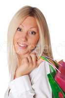 Young smiling blonde in a white shirt