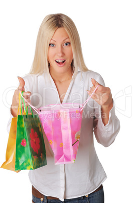 Young smiling blonde in a white shirt