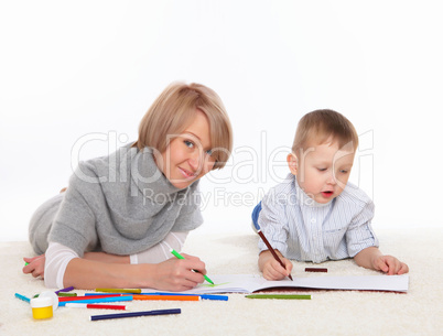 mother and son at home