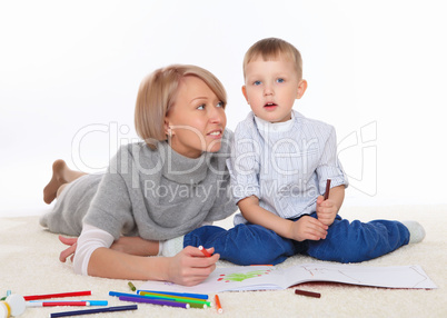 mother and son at home