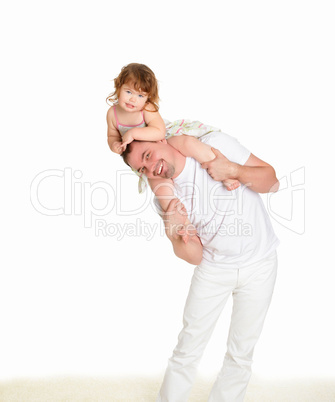 portrait of a father with his little daughter portrait of a father with his little daughter