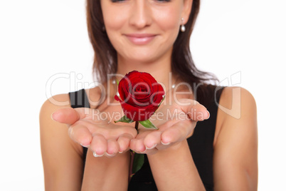 woman with a red rose