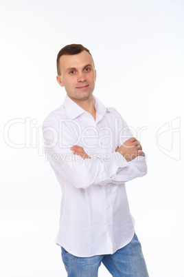 man in jeans in studio