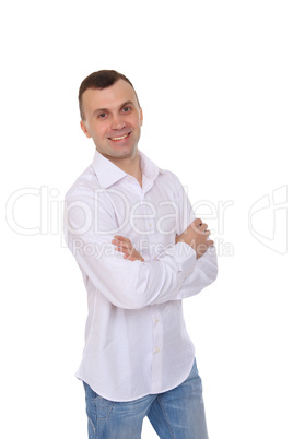 man in jeans in studio