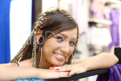 Young girl buying clothes