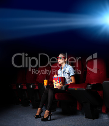 Young girl in cinema