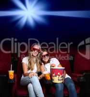 Two young girls in cinema