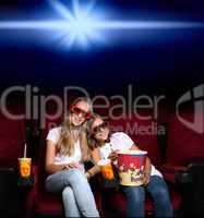 Two young girls in cinema