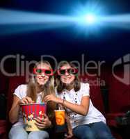 Two young girls in cinema