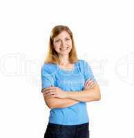 a young woman in studio in casual wear