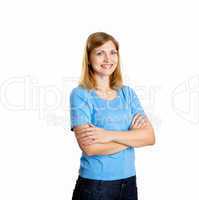 a young woman in studio in casual wear