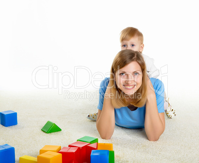 young mother having fun with son