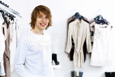 Young man doing shopping