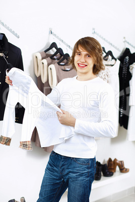 Young man doing shopping