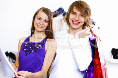 Young couple doing shopping together