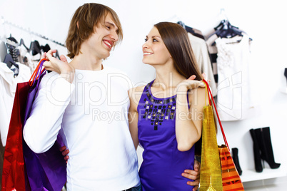 Young couple doing shopping together