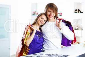 Young couple doing shopping together
