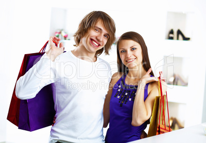 Young couple doing shopping together