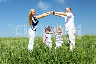 family with children in summer day outdoors